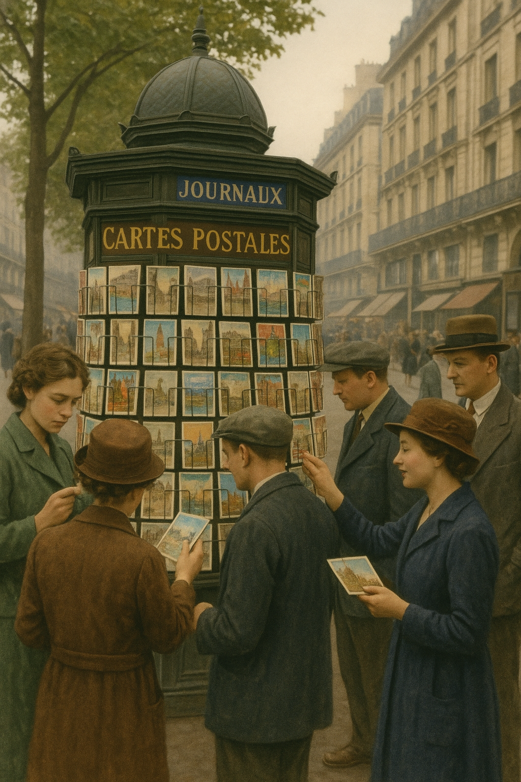 Magasin de cartes postales à Paris en 1900 pendant la Belle Époque