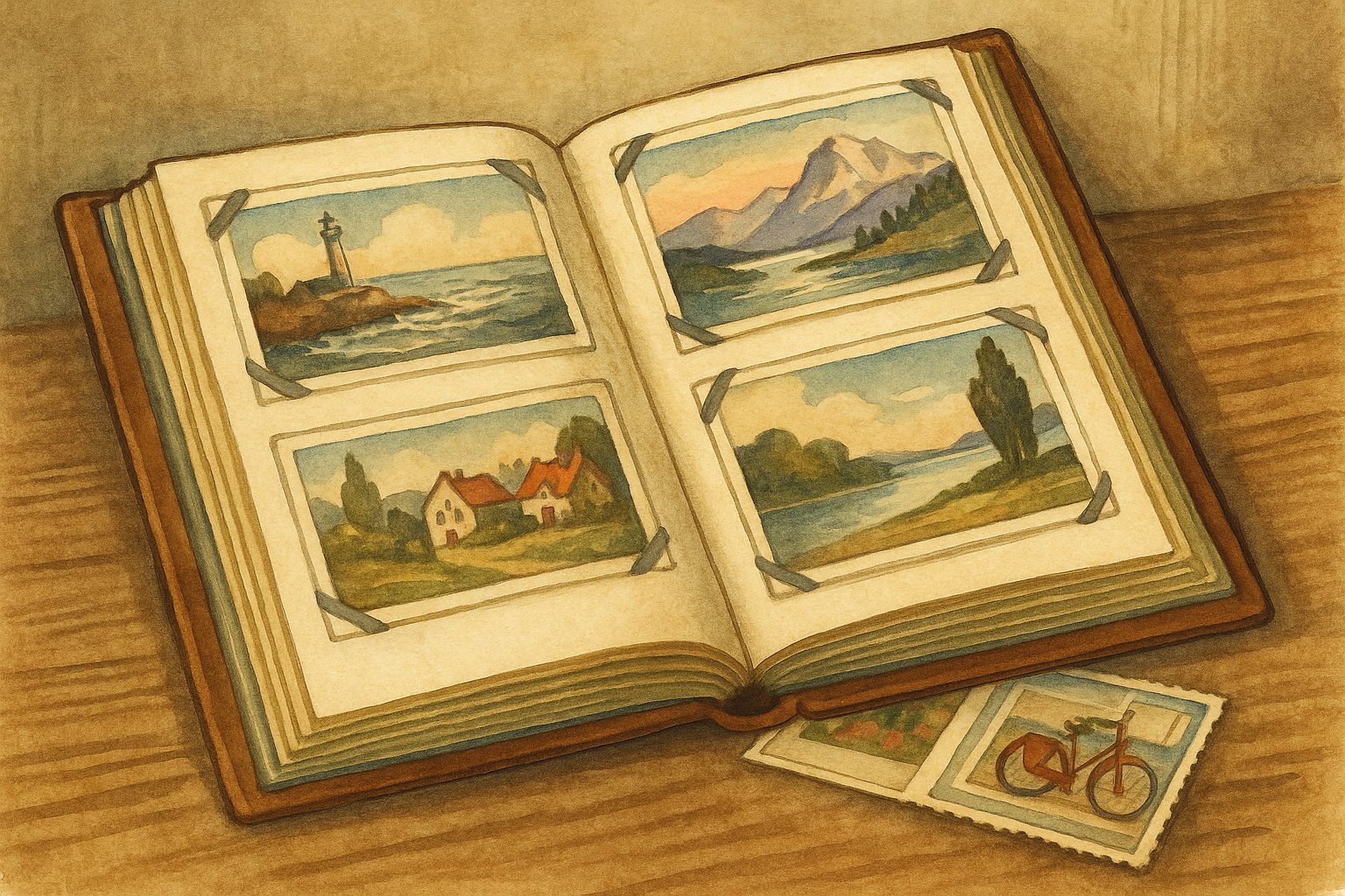 Album de collection de cartes postales vintage