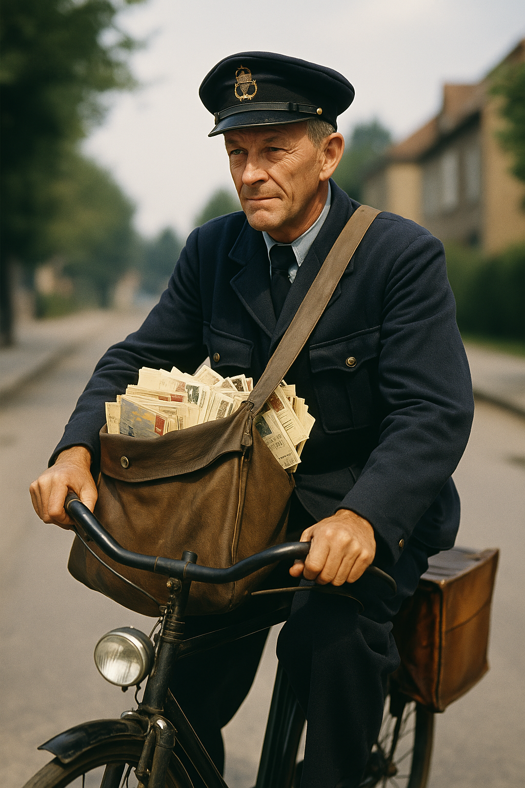 Facteur distribuant le courrier en 1950